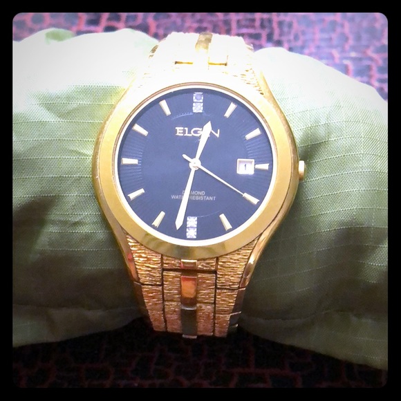 mens elgin diamond watch